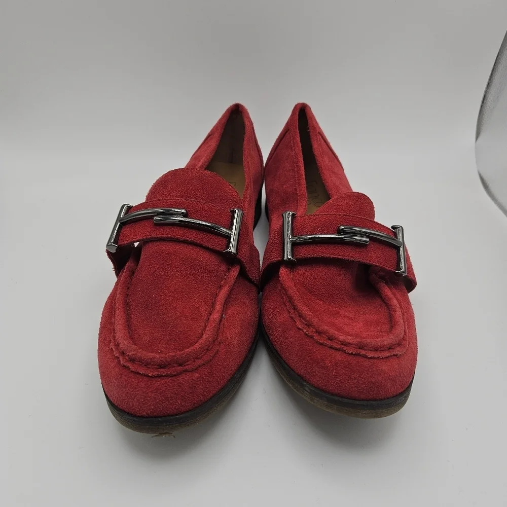 Franco Sarto Baylor T-Bar red suede loafers size 9